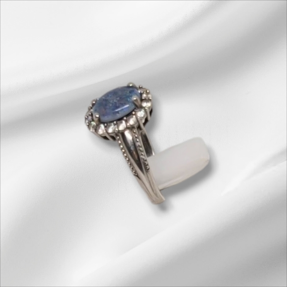 NEW Australian Boulder Opal Triplet & Zircon Halo Ring Size 5 - Picture 7 of 13